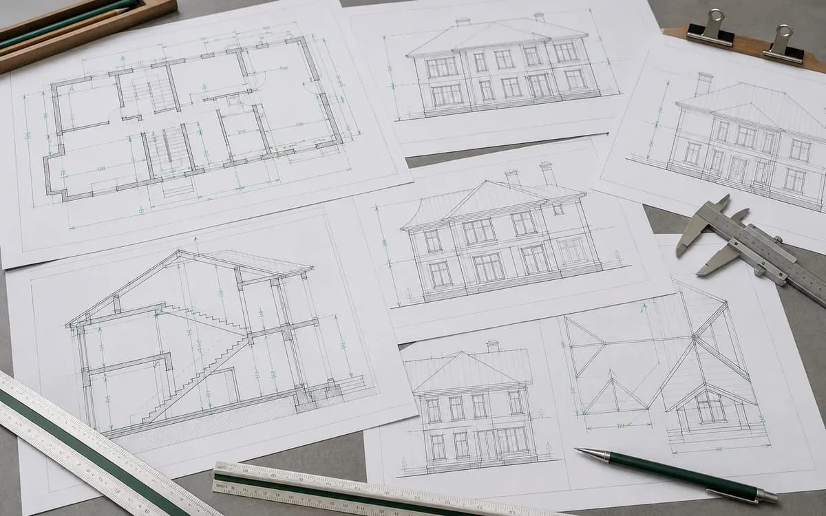 DWG/DXF-планы, фасады и разрезы загородного дома