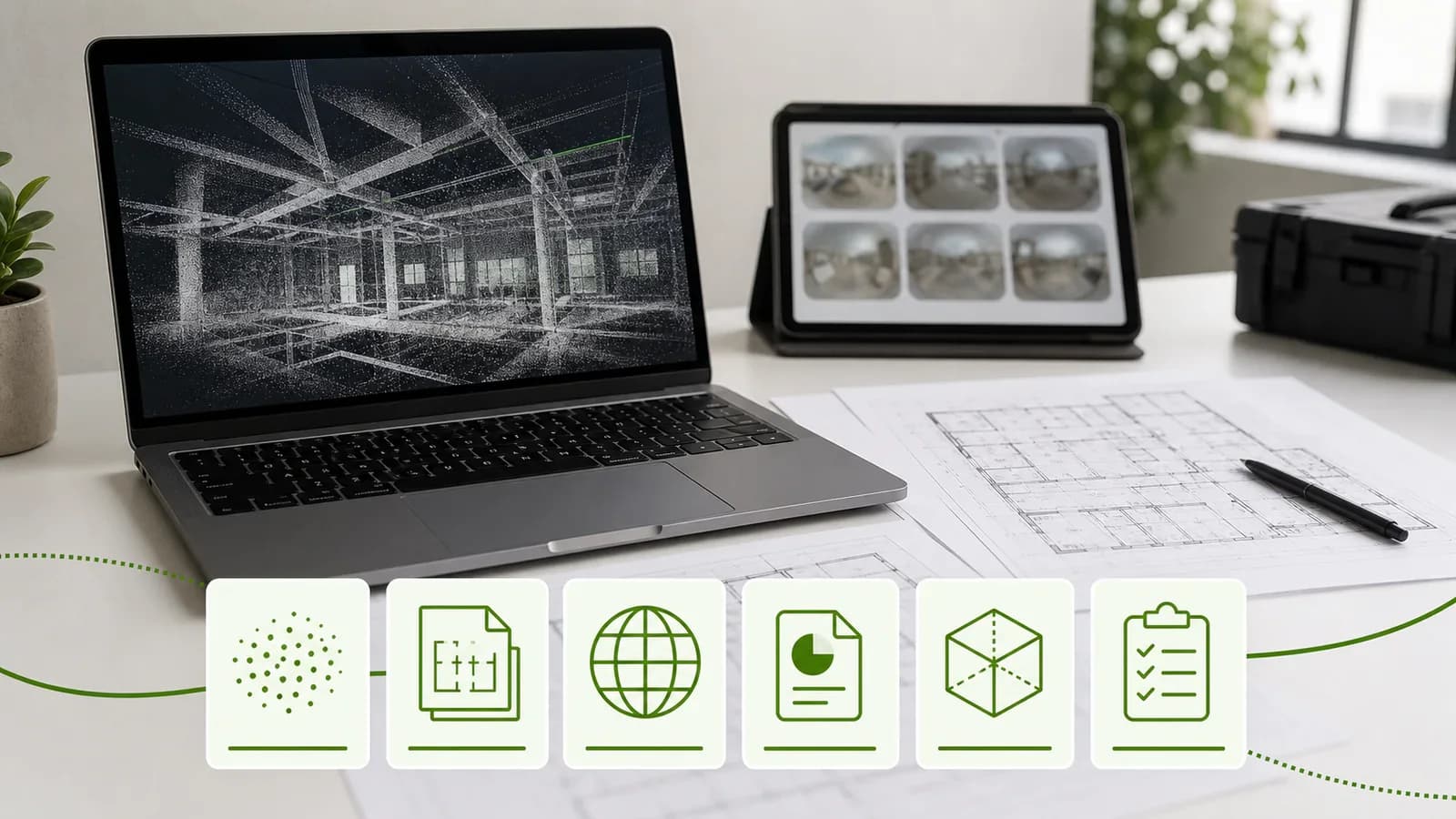 Выбор результата после лазерного 3D-сканирования: облако точек, чертежи, панорамы и модель
