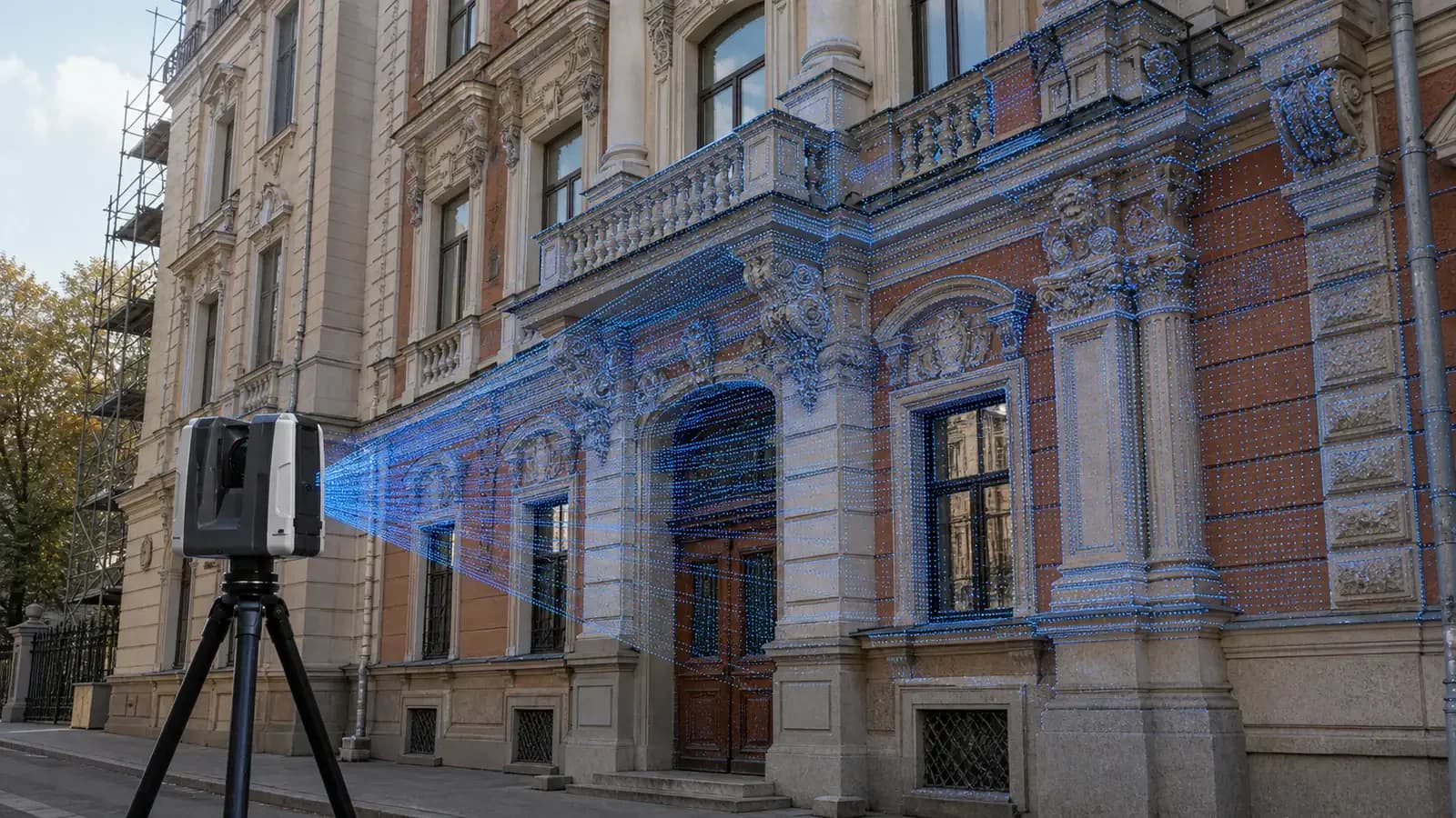 Лазерное сканирование сложного исторического фасада с декоративными элементами