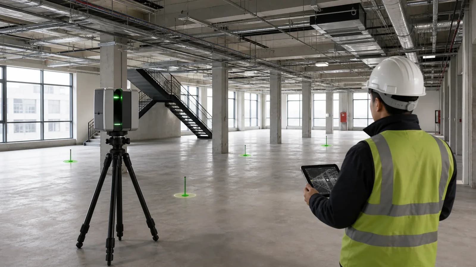 Полевой этап лазерного 3D-сканирования на объекте с несколькими станциями съемки