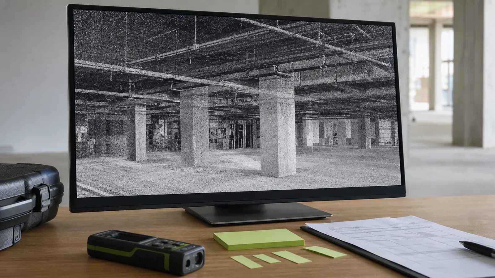 Проверка облака точек после лазерного 3D-сканирования на рабочем экране