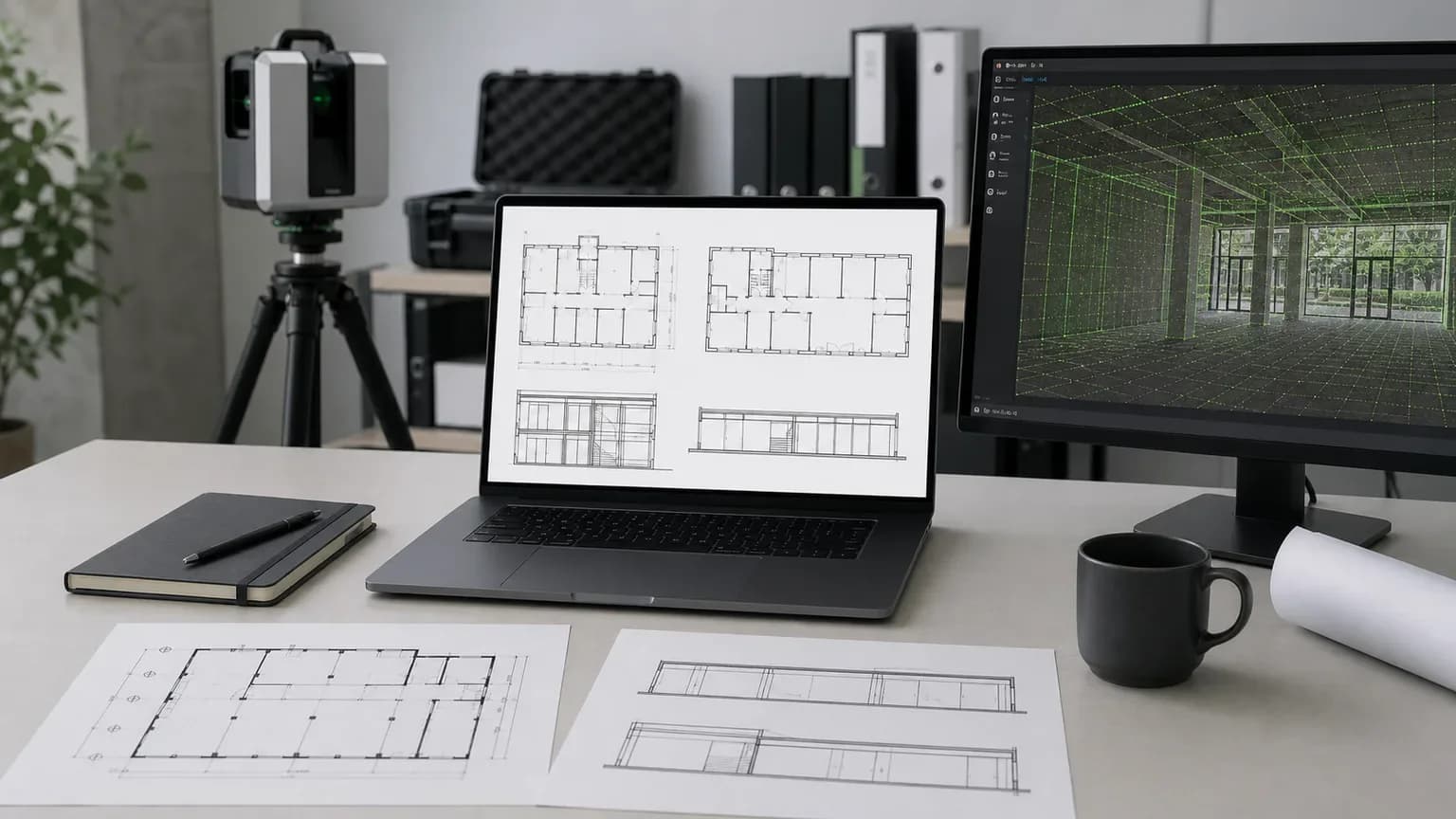 DWG и PDF материалы по результатам 3D-сканирования офиса