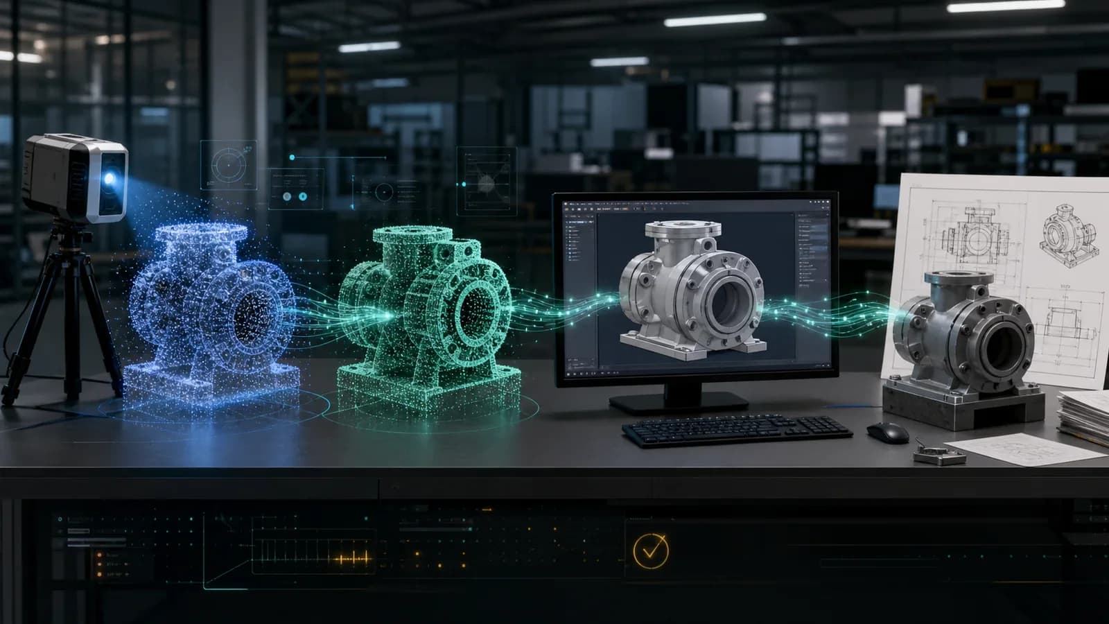 Последовательность подготовки 3D CAD модели по облаку точек от проверки данных до выдачи
