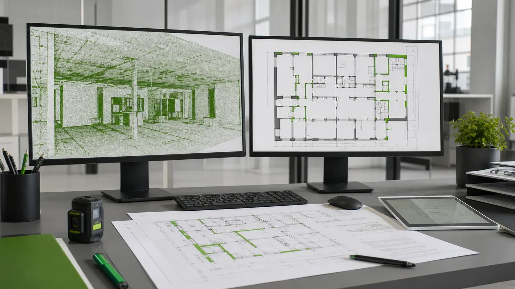 DWG и PDF планы помещения по результатам лазерного 3D-сканирования