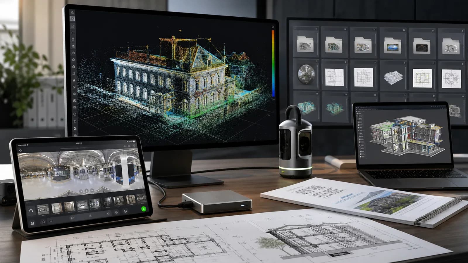 Комплект выдачи после 3D-сканирования: облако точек, панорама, чертежи, модель и архив проекта