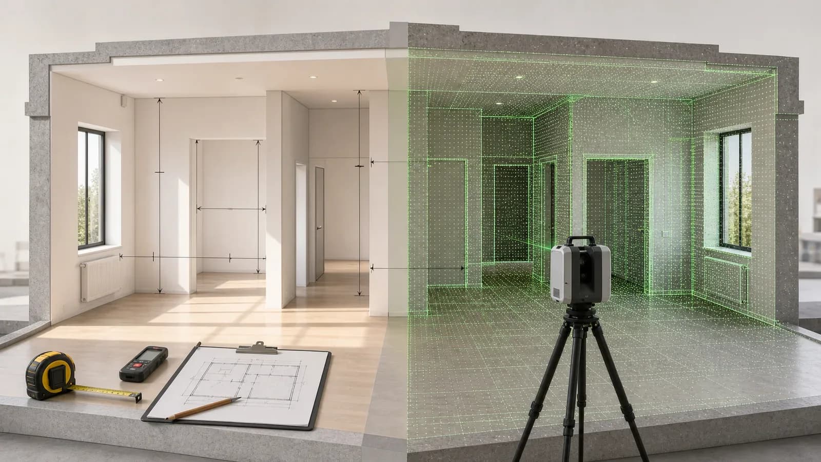 Сравнение ручных обмеров и лазерного 3D-сканирования помещения